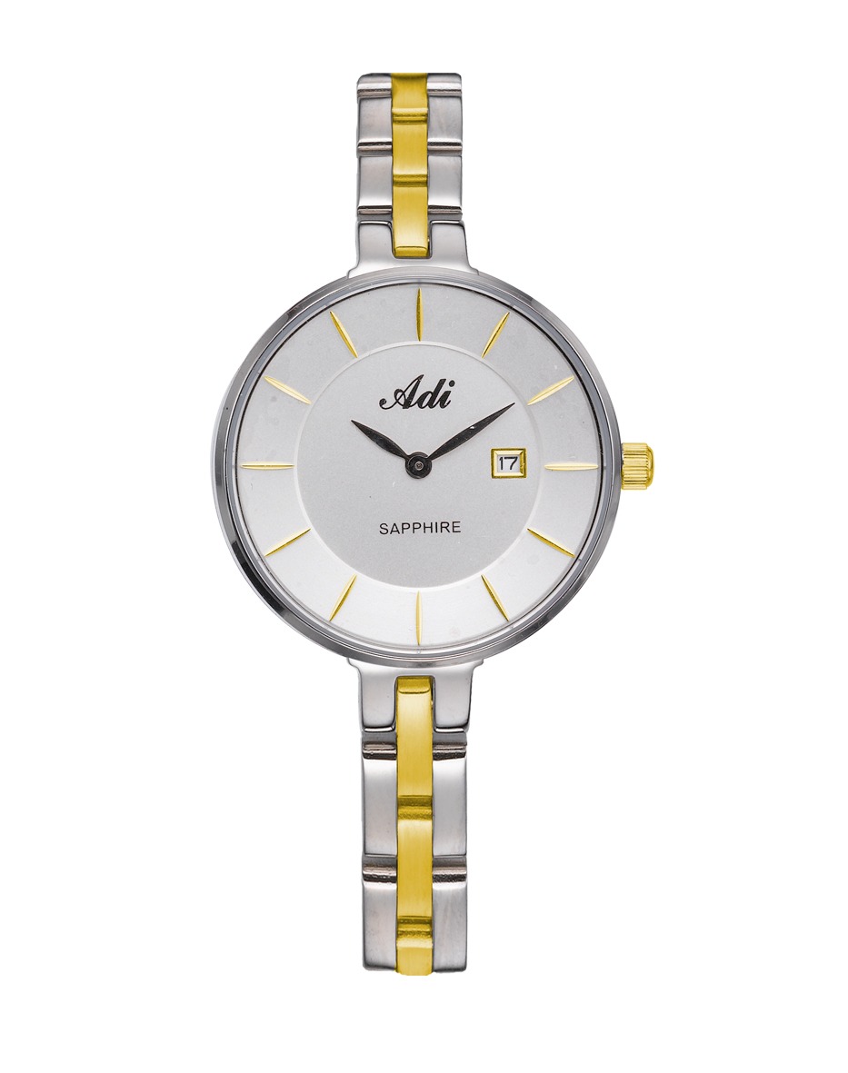 שעון יד לאישה עם תאריכון וזכוכית ספיר בעיצוב מעודן מבית ADI