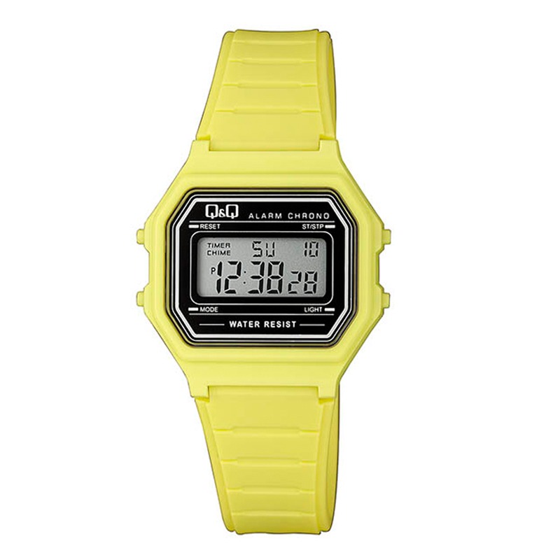 שעון יד דיגיטלי מלבני צהוב