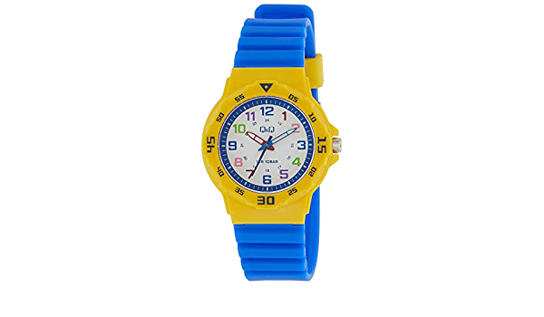 שעון יד כחול צהוב אנלוגי עמיד במים